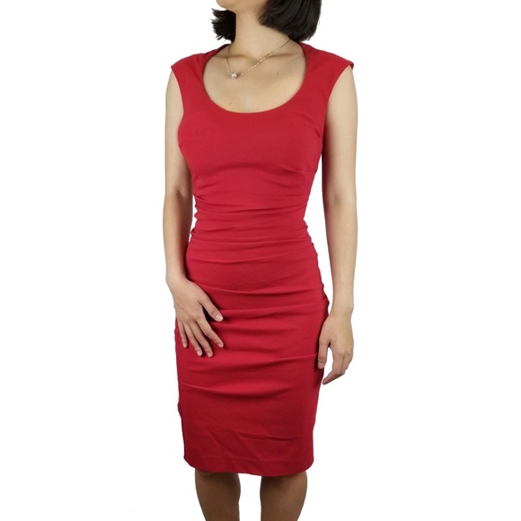 Red Le Chateau Ruched Body Con Dress - Picture 1 of 3